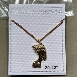 🔵STERLING FOREVER NWT EGYPTIAN PHARAOH PENDANT 14K GOLD-PLATED BRASS NECKLACE